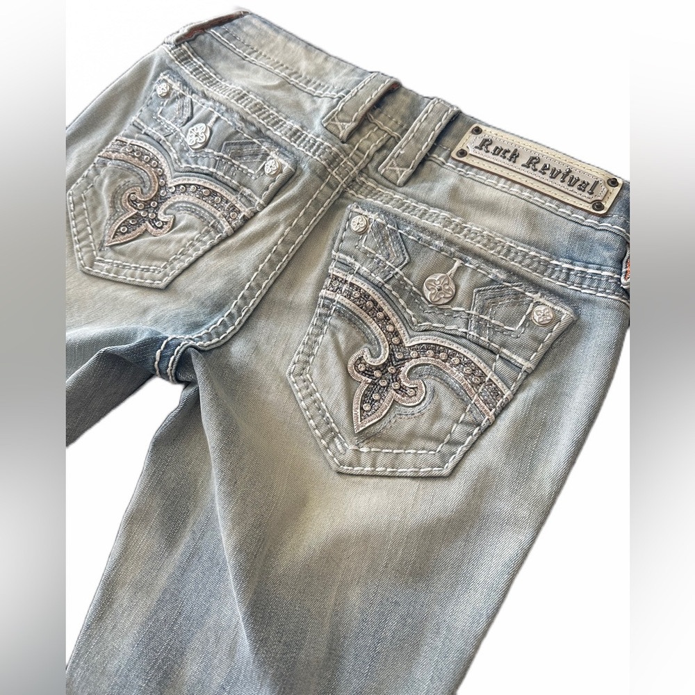 NWT Rock Revival Jeans Mid Rise Dahlia Crop Skinny Women’s Size 24 Inseam 25